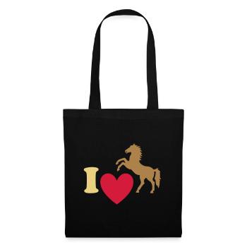 ★ Les couleurs de conception peuvent être modifiées ★ J'adore les chevaux - Sac en tissu - noir - Devant