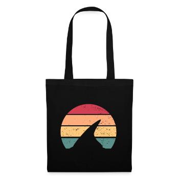 Haifischflosse Retro Sonnenuntergang Vintage Haifi - Stoffbeutel - Schwarz - Vorne