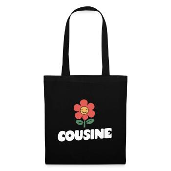 Cousine Blume Retro Unikat Vintage Charme - Stoffbeutel - Schwarz - Vorne