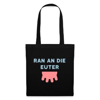 ★ Designfarben änderbar ★ Ran an die Euter, Zitzen - Stoffbeutel - Schwarz - Vorne