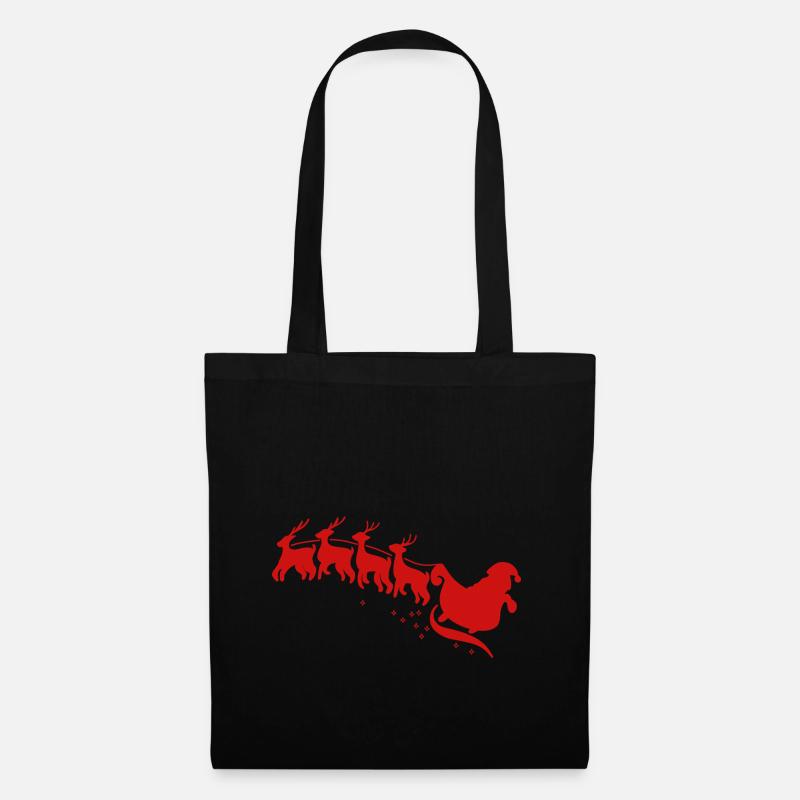 Weihnachts Symbole Rentiere mit Schlitten Xmas - Stoffbeutel - Schwarz