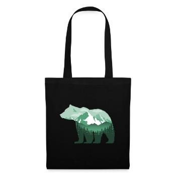grizzly-bär grün natur berge gebirge T-Shirt - Stoffbeutel - Schwarz - Vorne