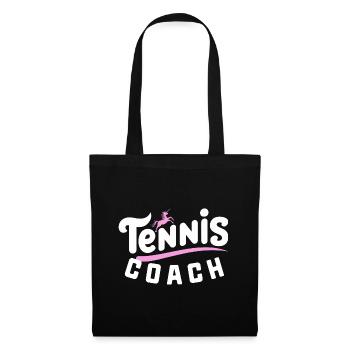 Tennis-Einhorn-Frau-Coach - Stoffbeutel - Schwarz - Vorne