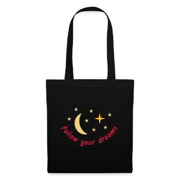 Suivez vos rêves (Lune, Étoiles) - Sac en tissu - noir - Devant