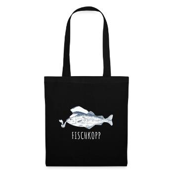 Fischkopp Pfeife Fisch Norddeutsch Matrose - Stoffbeutel - Schwarz - Vorne