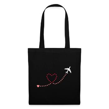 ★ Design colors changeable ★ Airplane, hearts - Tote Bag - black - Front