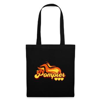 Motif Flamme Cadeau Pompier - Sac en tissu - noir - Devant