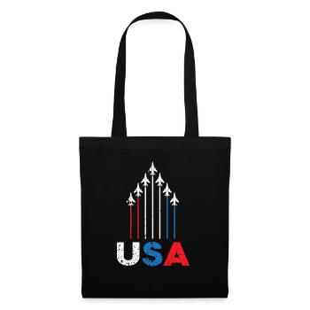 American Flag USA Airplane Jet Fighter 4th of July - Tote Bag - black - Front