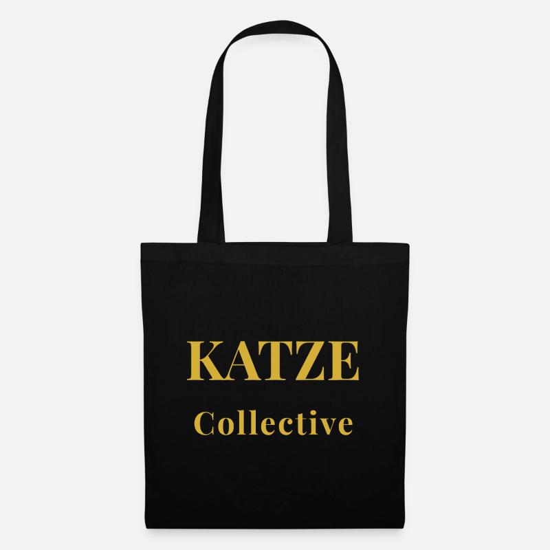 Minimalistisches Katze T-Shirt – Premium Design  - Stoffbeutel - Schwarz