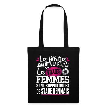 Stade Rennais Supportrice Football Cadeau Femme - Sac en tissu - noir - Devant