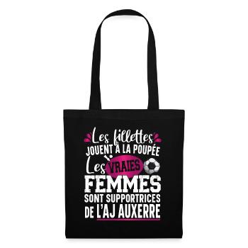 Aj Auxerre Supportrice Football Cadeau Femme Girly - Sac en tissu - noir - Devant