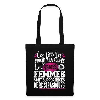 RC Strasbourg Supportrice Football Cadeau Femme - Sac en tissu - noir - Devant