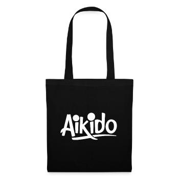 Aikido Meister T-Shirt Kampfkunst Harmonie Kraft - Stoffbeutel - Schwarz - Vorne