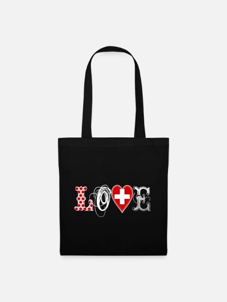 Love Suisse White - Stoffbeutel - Schwarz