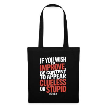Citation d’Epictète « Si tu veux t’améliorer, sois ... » - Sac en tissu - noir - Dos
