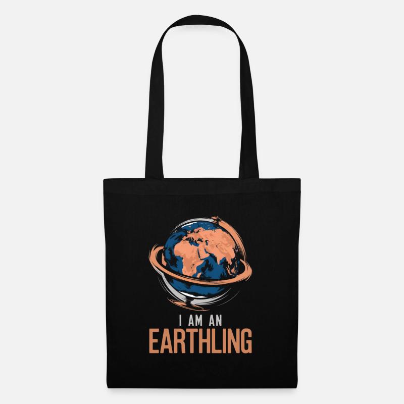 Ich bin ein Erdling / Stolzer Mensch / Erde , Welt - Stoffbeutel - Schwarz