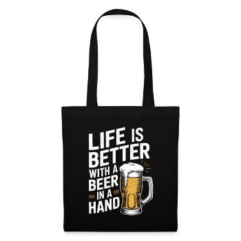 life is better with a beer in a hand - Tote Bag - black - Back