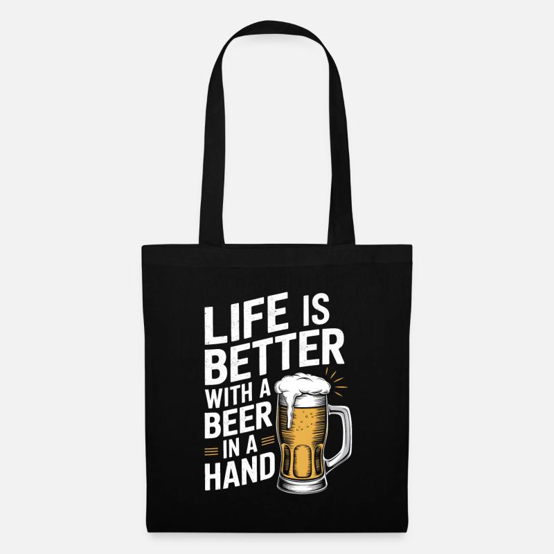 life is better with a beer in a hand - Tote Bag - black