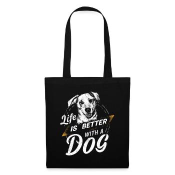 Das Leben mit Hund ist besser / Hundeliebhaber - Stoffbeutel - Schwarz - Hinten