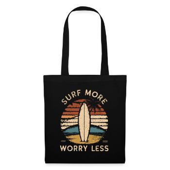 Surfer plus, s’inquiéter moins / Style rétro vintage - Sac en tissu - noir - Dos