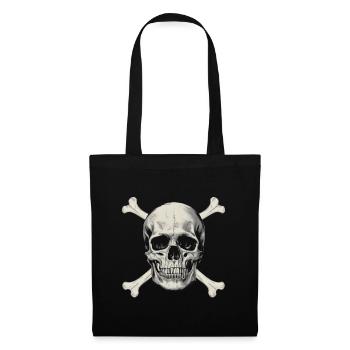 Piratenflagge Totenkopf mit Knochen - Stoffbeutel - Schwarz - Hinten