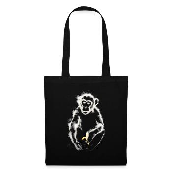Singe mangeant de la banane / Singe - Sac en tissu - noir - Dos