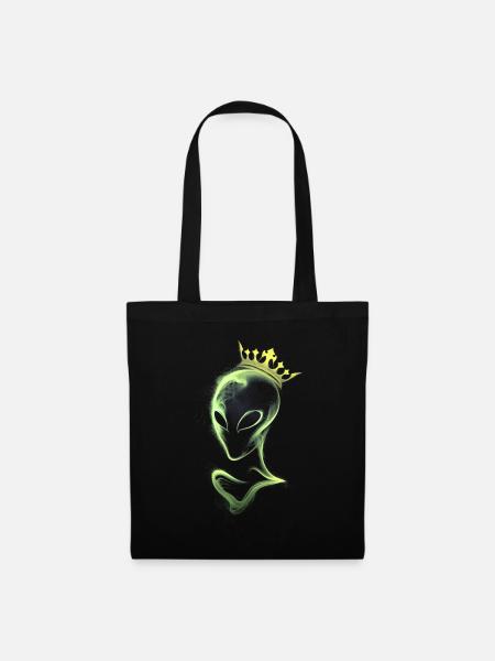 Alien mit gelber Krone - Stoffbeutel - Schwarz