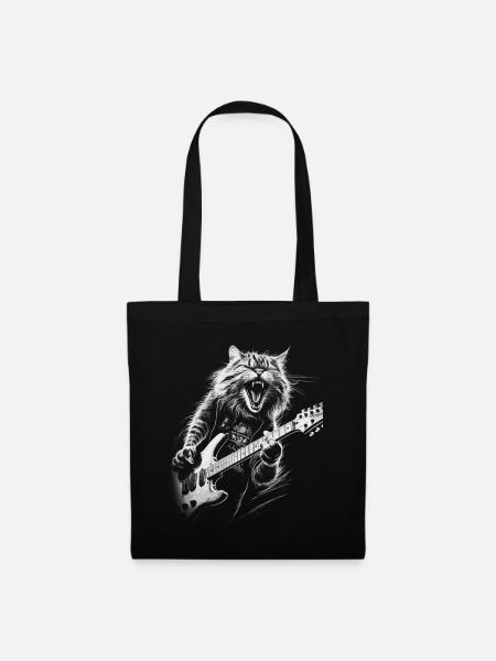 Cat Rock Gitarrist - Stoffbeutel - Schwarz