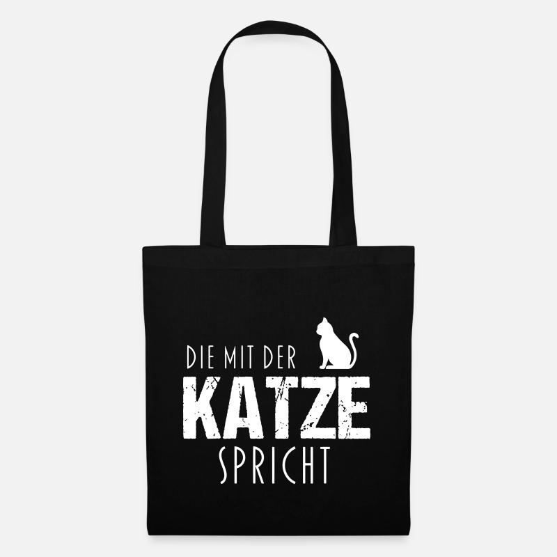 Die mit der Katze spricht - Stoffbeutel - Schwarz