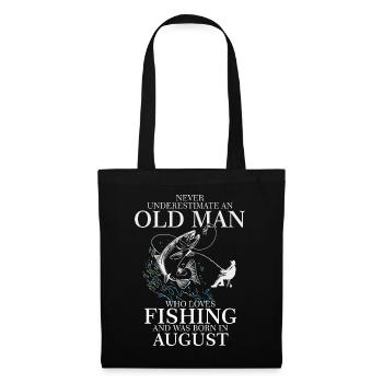 Geburtstag Angler Shirt alter Mann August geboren - Stoffbeutel - Schwarz - Hinten