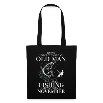 Geburtstag Angler Shirt alter Mann Monat November - Stoffbeutel - Schwarz - Hinten