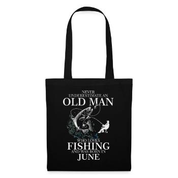 Geburtstag Angler Shirt alter Mann Juni geboren - Stoffbeutel - Schwarz - Hinten