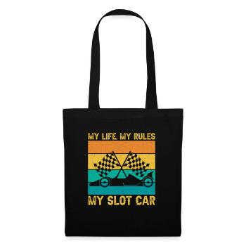 Vintage Retro My Life My Rules My Slot Car Gift - Stoffbeutel - Schwarz - Hinten