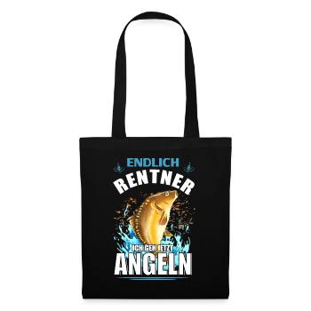 Ruhestand Endlich Rentner ich geh jetzt angeln - Stoffbeutel - Schwarz - Hinten