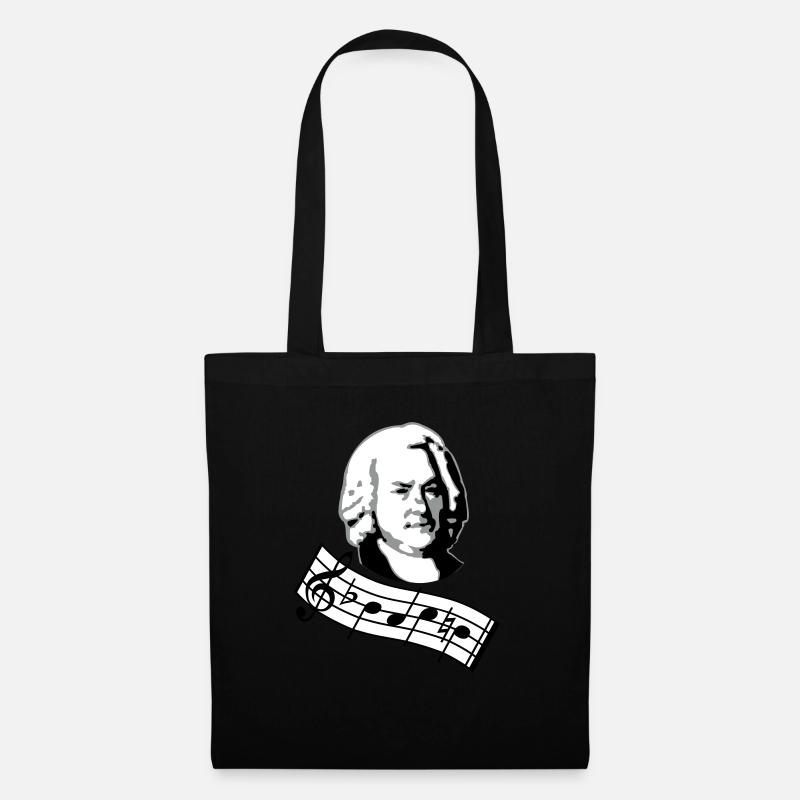 bach noten 3col vers2 - Stoffbeutel - Schwarz