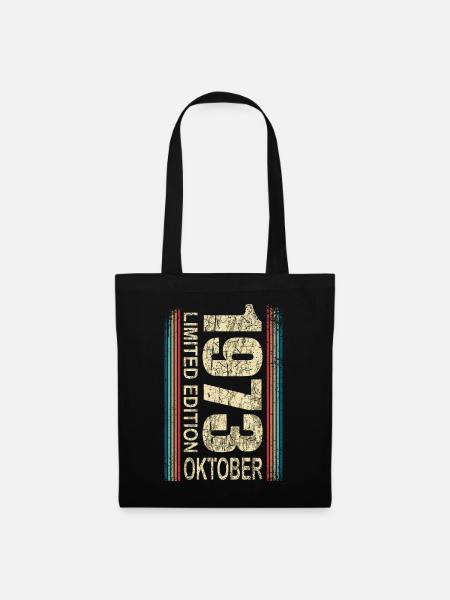 Oktober 1973 Geburtstag Mann 50 Jahre Retro Shirt - Stoffbeutel - Schwarz