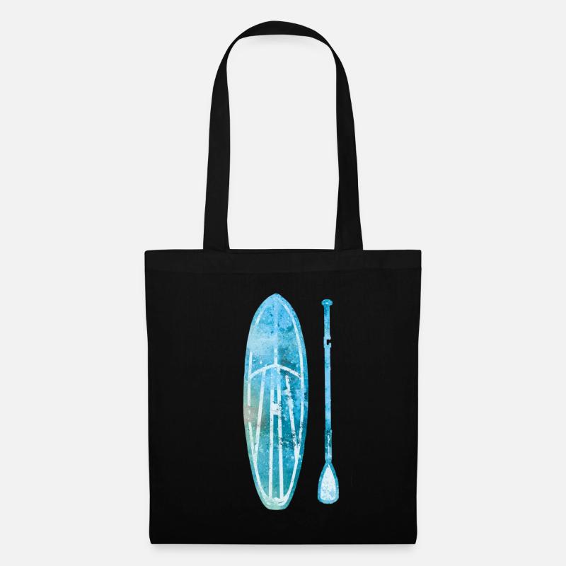 Stand Up Paddle Board SUP mit Paddel Aquarell - Stoffbeutel - Schwarz