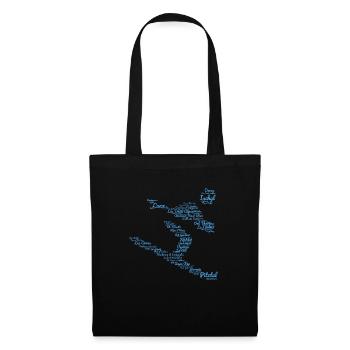 Ski Alp resorts, word cloud, snowboard - Tote Bag - black - Back