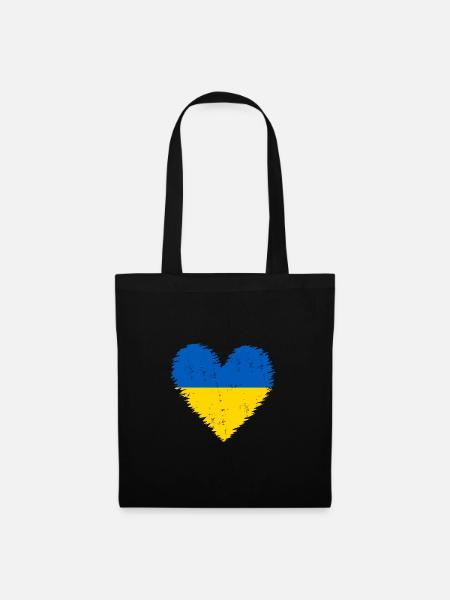 Ukraine Herz Flagge - Stoffbeutel - Schwarz