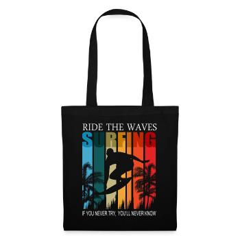 Wassersport Surfer Ride the waves Surfing Shirt - Stoffbeutel - Schwarz - Hinten
