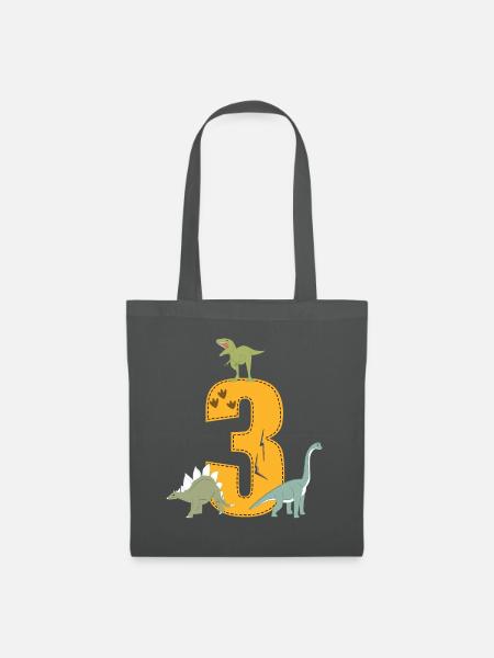 Geburtstag 3 Jahre Dinosaurier Dino 3. Geburtstag - Stoffbeutel - Graphite