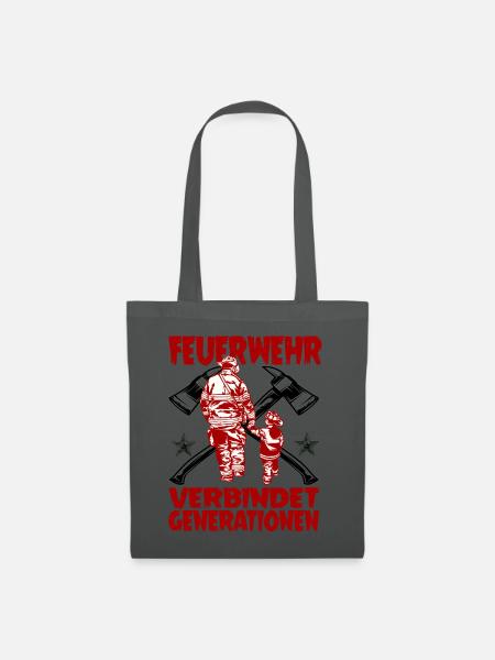Feuerwehr Großfamilie Papa und Sohn - Stoffbeutel - Graphite