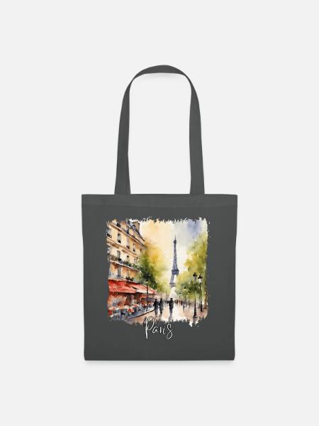 Pariser Aquarell, ich liebe Paris - Stoffbeutel - Graphite