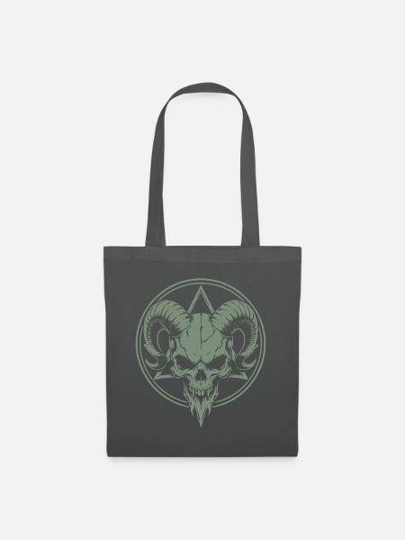 Schädel mit Hörner Widder Totenkopf - Stoffbeutel - Graphite