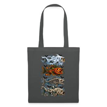 Halloween Trout Fish Ghost Pumpkin Skeleton - Stoffbeutel - Graphite - Vorne