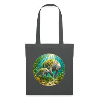 Manatee Mother and Calf Underwater  - Stoffbeutel - Graphite - Vorne