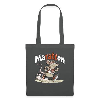 Maratton Ratte Marathon Läufer Humor Design - Stoffbeutel - Graphite - Vorne