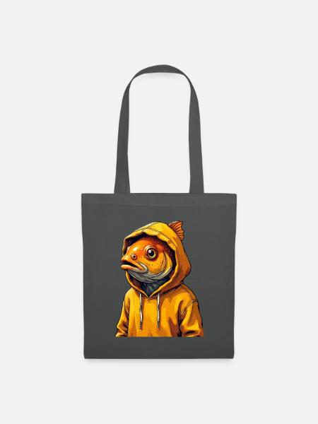 Goldfisch Hoodie Porträt - Stoffbeutel - Graphite