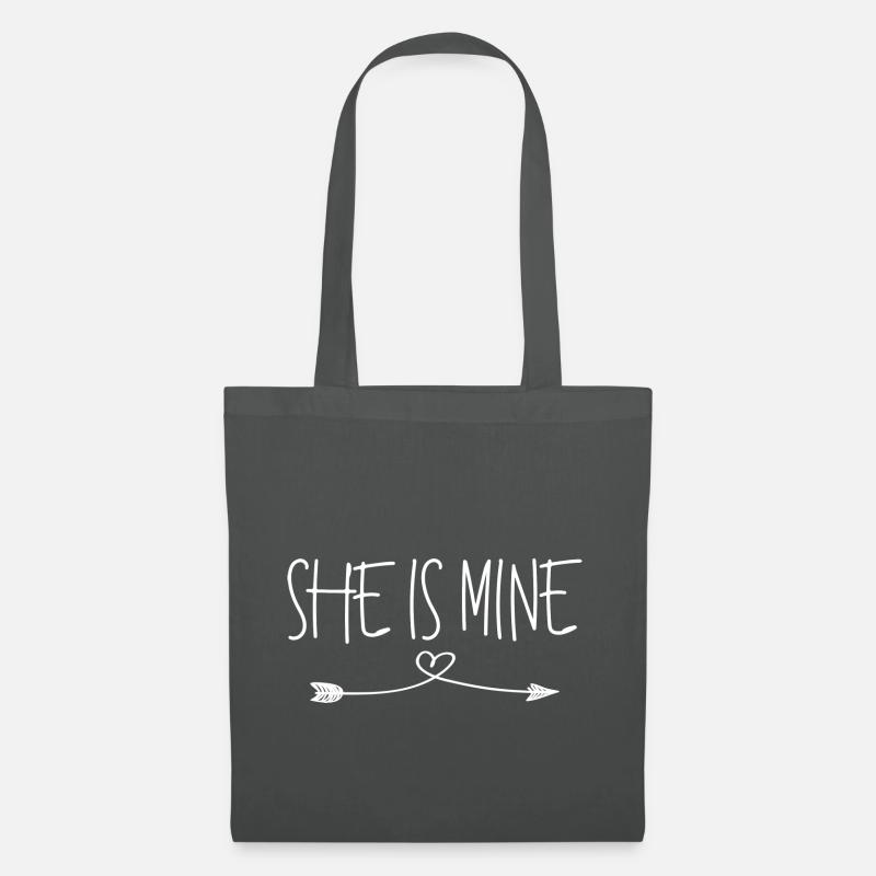 Partnershirts - She is mine - weiß - Stoffbeutel - Graphite