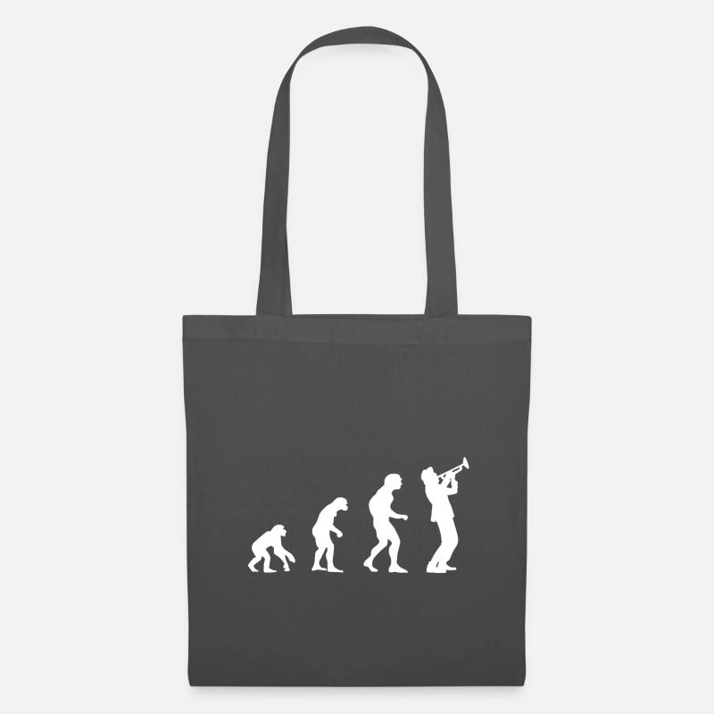 Evolution vom Affen zum Trompeten-Spieler - Stoffbeutel - Graphite